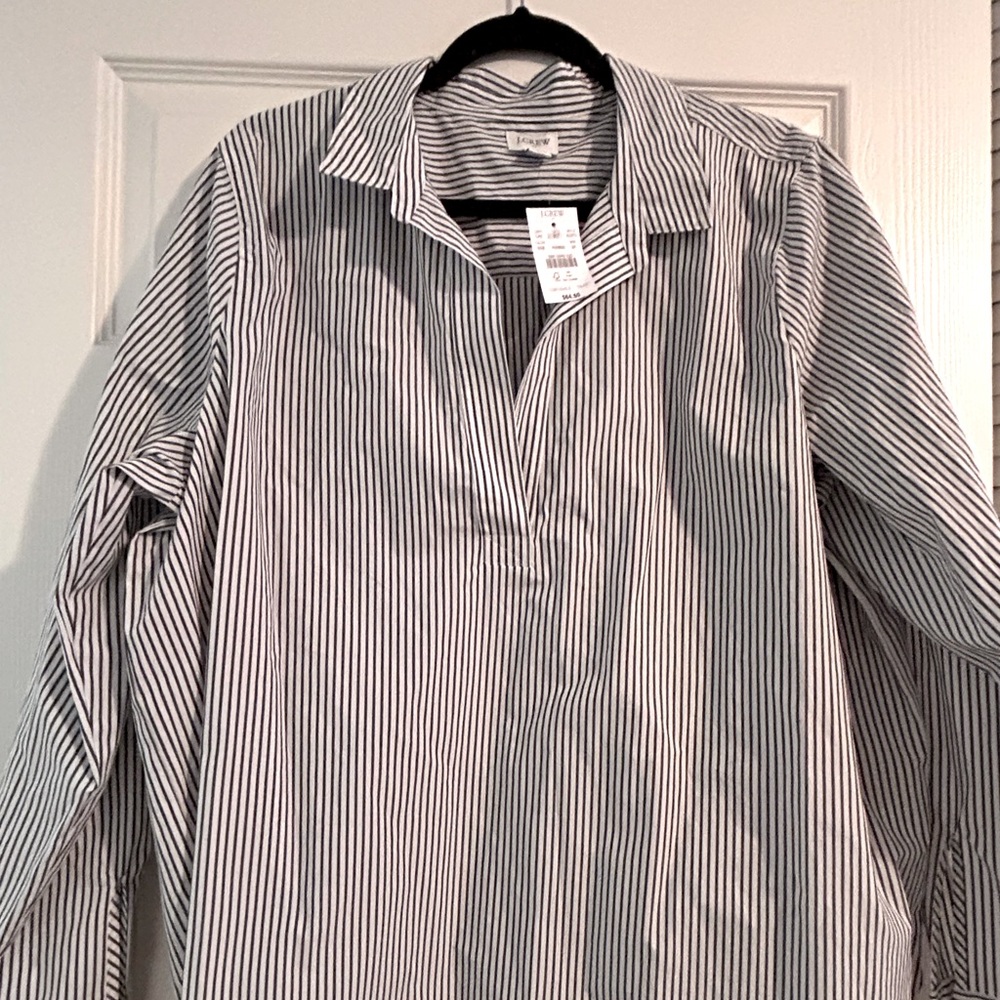 J CREW WOMENS PLUS SIZE STRIPE TUNIC BLOUSE 2X NWT